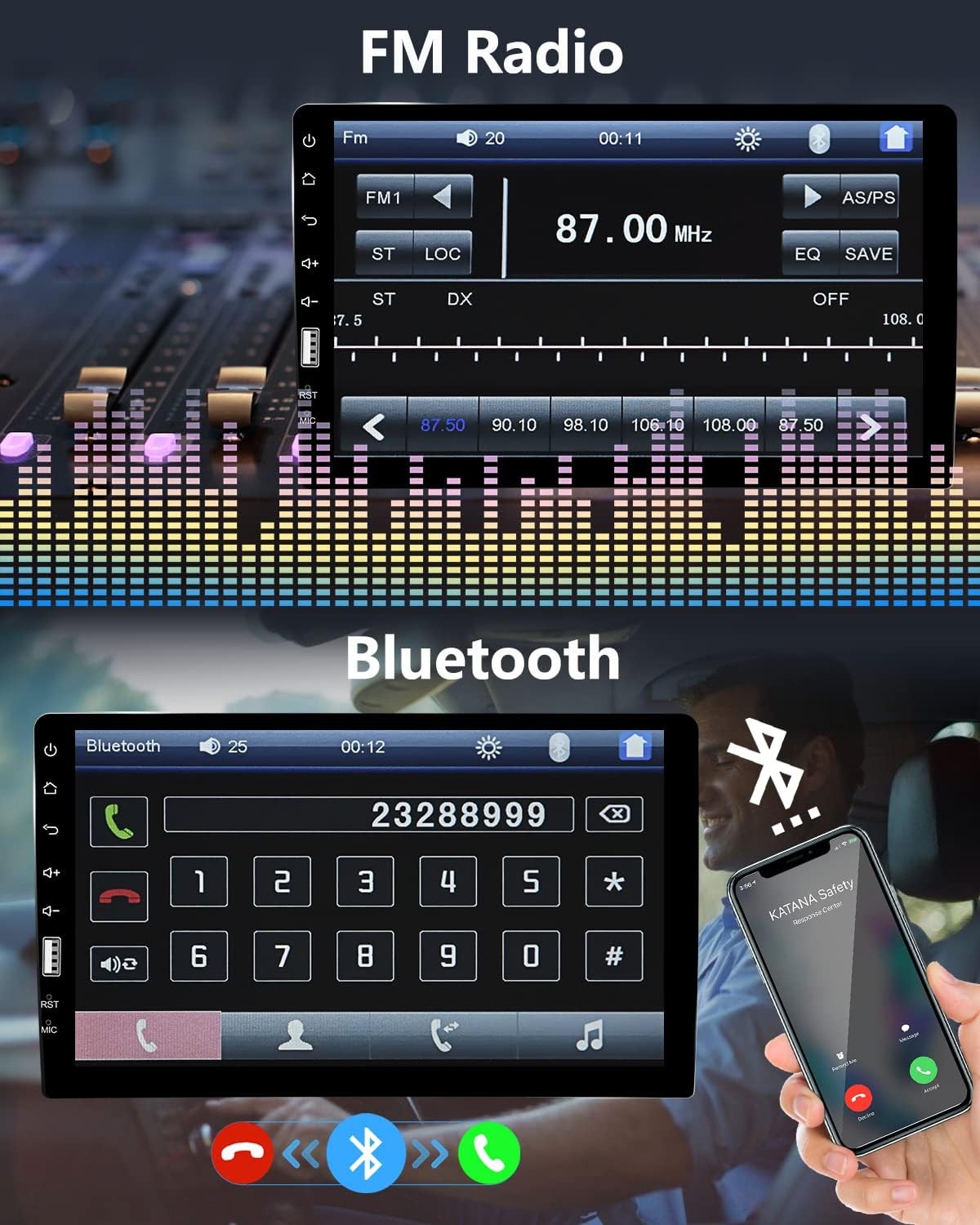 9″ Single 1DIN Touch Screen Car Stereo Radio Bluetooth FM Mirror Link MP5 Camera