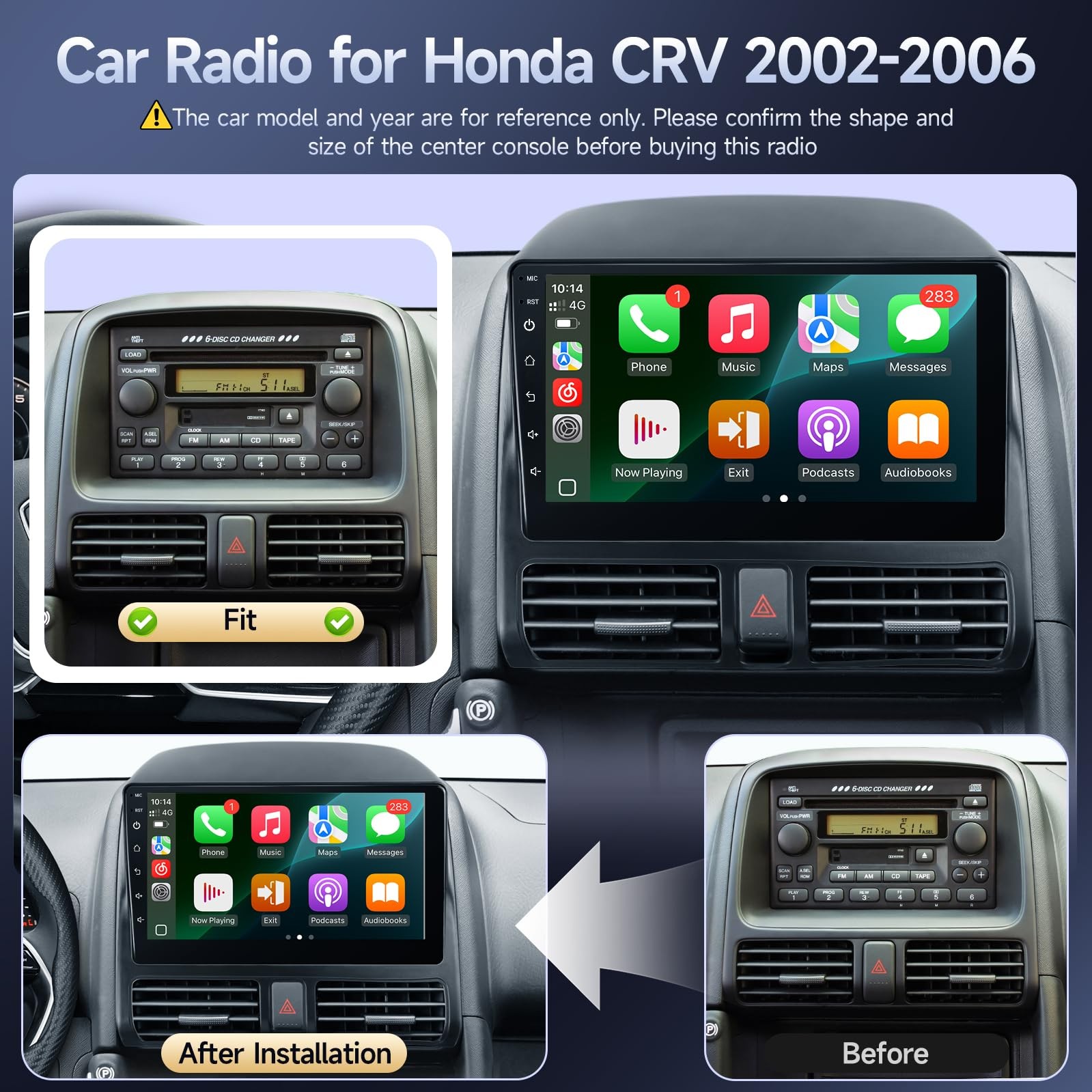 Naifay CRV 2002-2006 Car Stereo Wireless Carplay Android Auto 9″