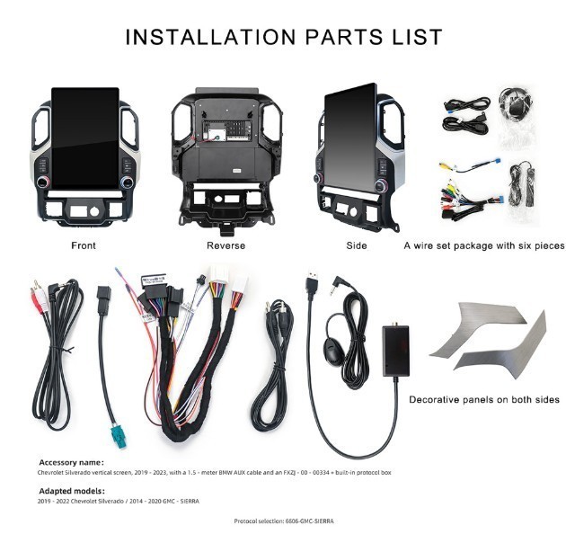 For Chevrolet Silverado GMC Sierra 2019-2022 Vertical Screen 2K 15.6″ GPS radio