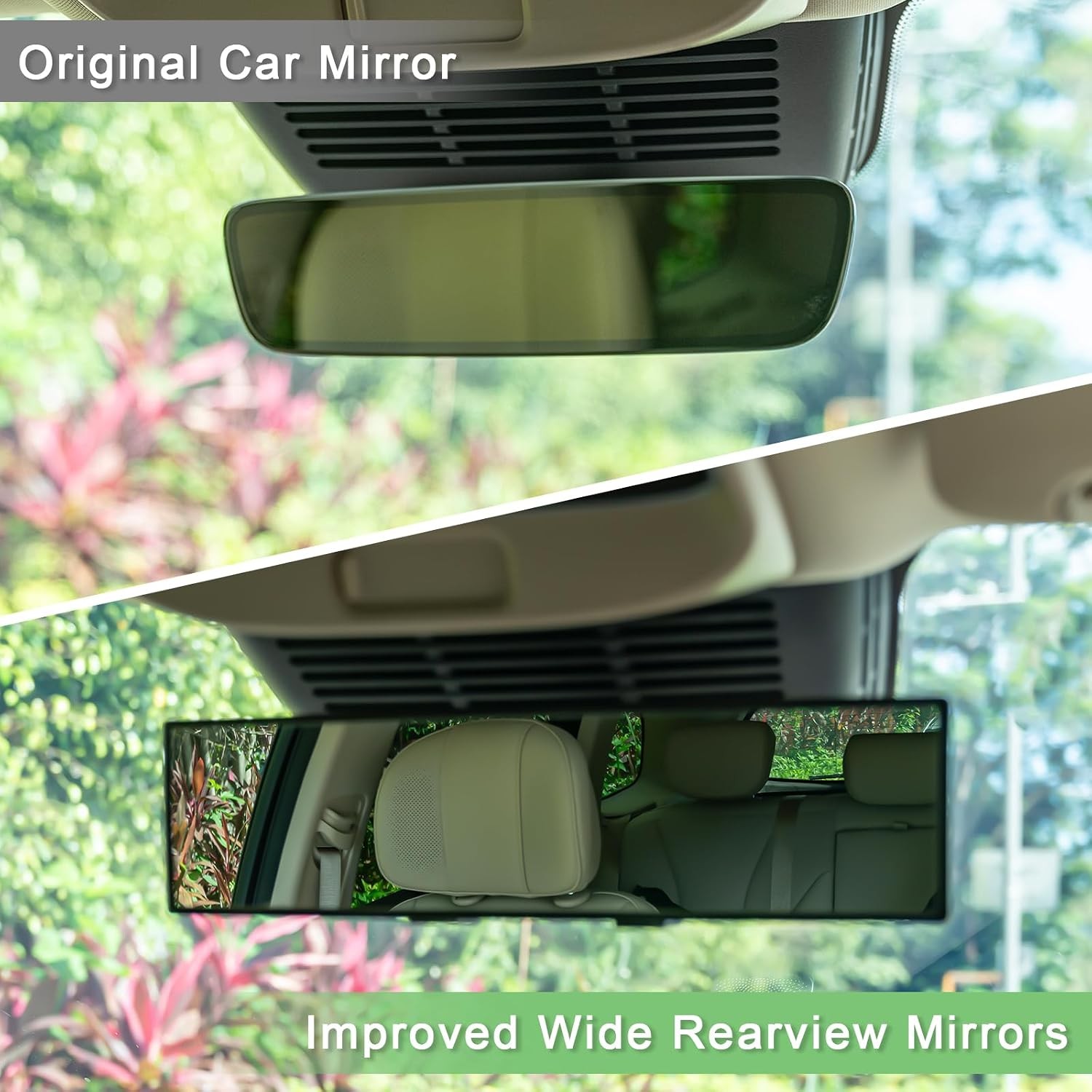 Clip on panoramic rear view mirror for wider visibility
