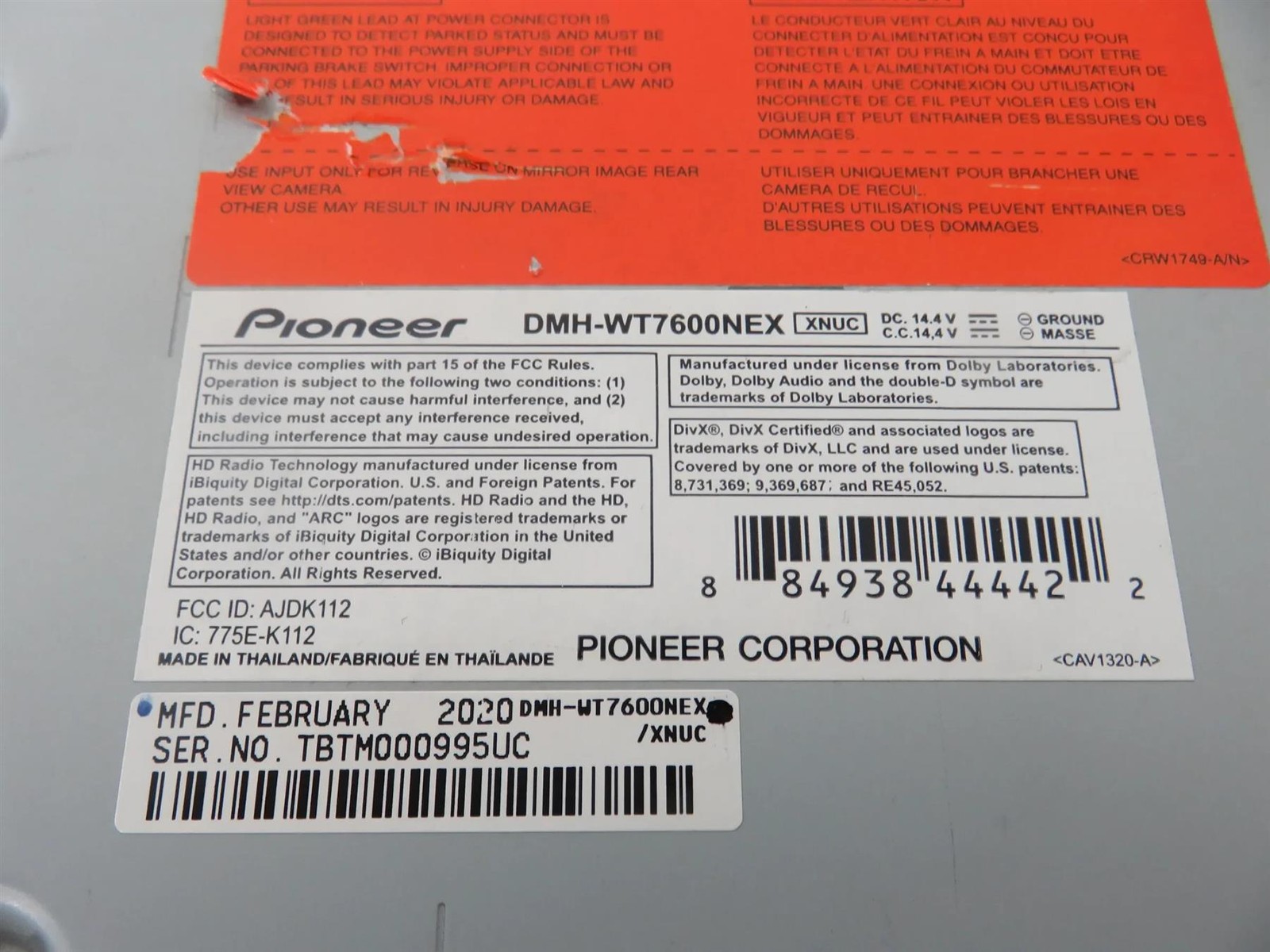 Pioneer DMH-WT7600NEX 1-Din Digital Multimedia Receiver – Free Shipping