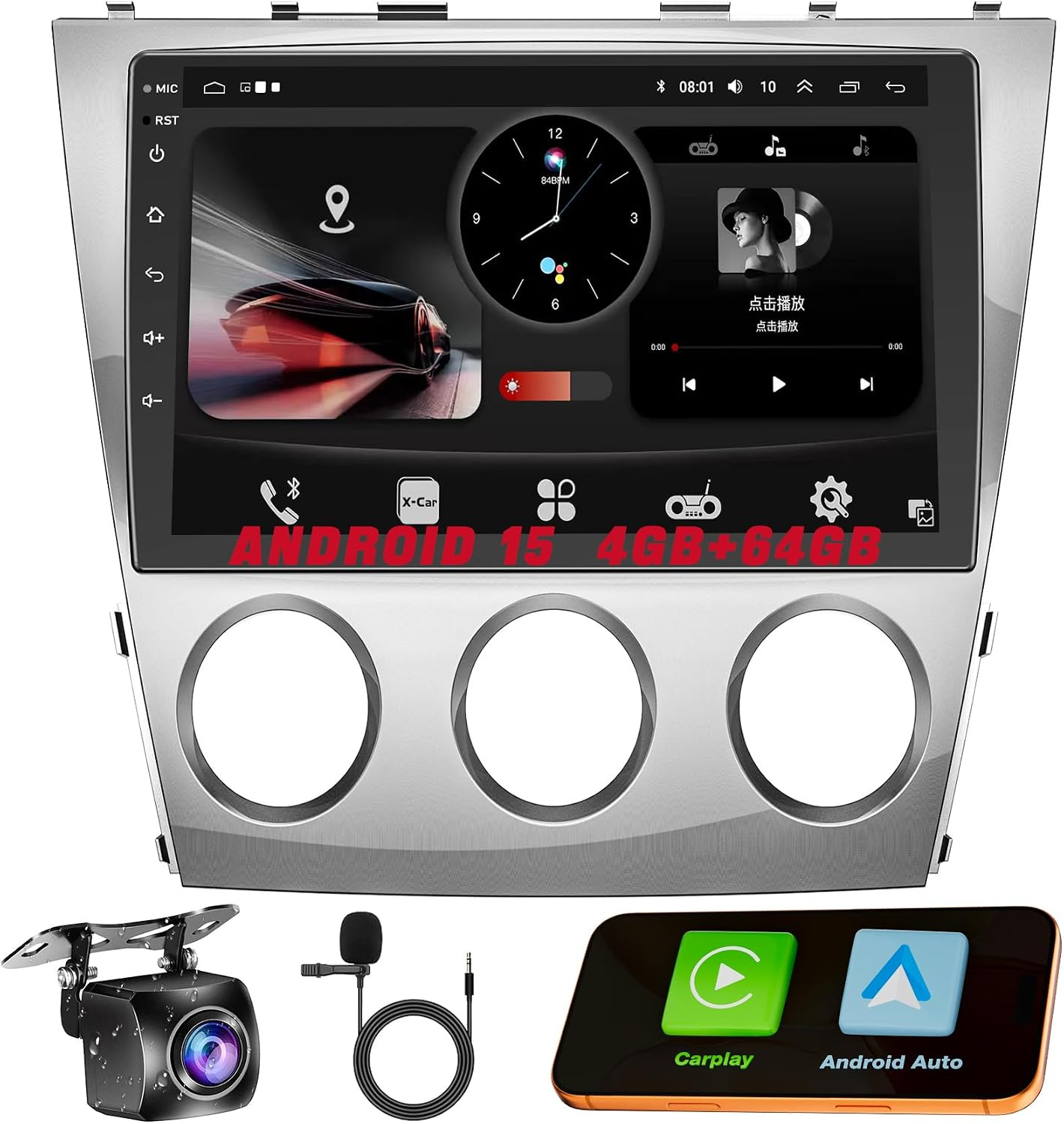 (8Core + 64GB) 10.1 Inch QLED Touch Screen Car Radio for Toyota Camry (2006-2011