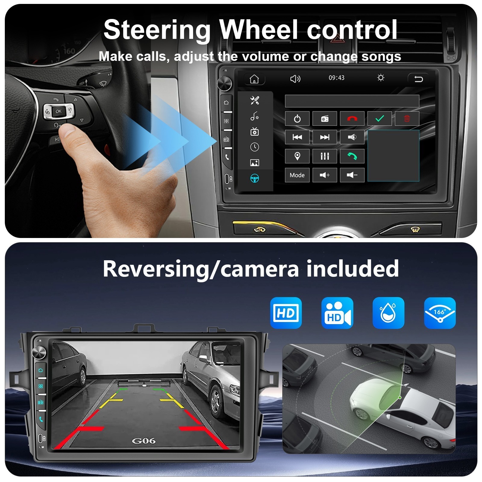 Car Stereo Radio Wireless Carplay For Toyota Corolla 2009 2010 2011 2012 2013