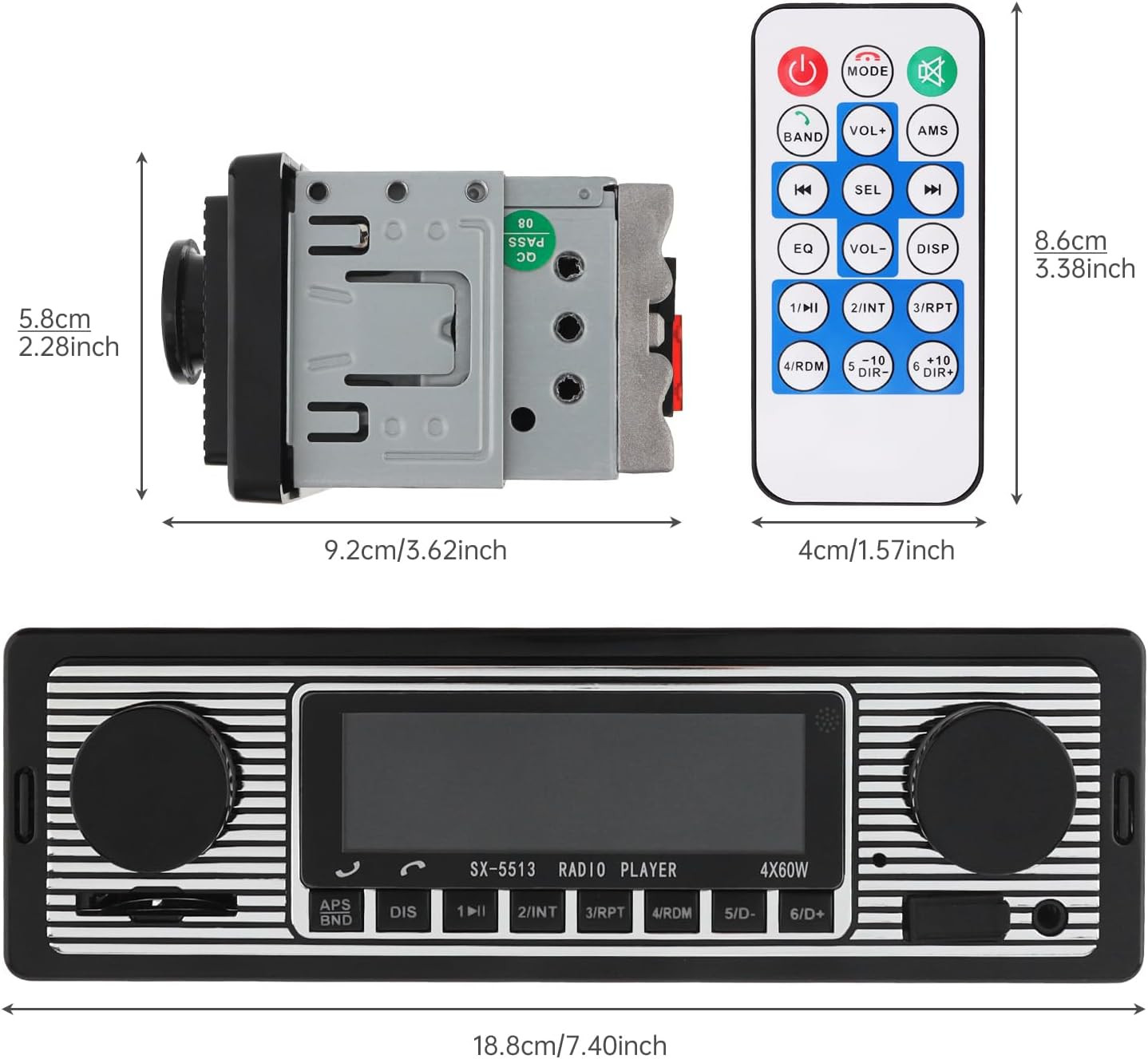 12V Bluetooth Car Radio MP3 Player Vehicle Stereo Audio Support FM/USB/SD/AUX wi