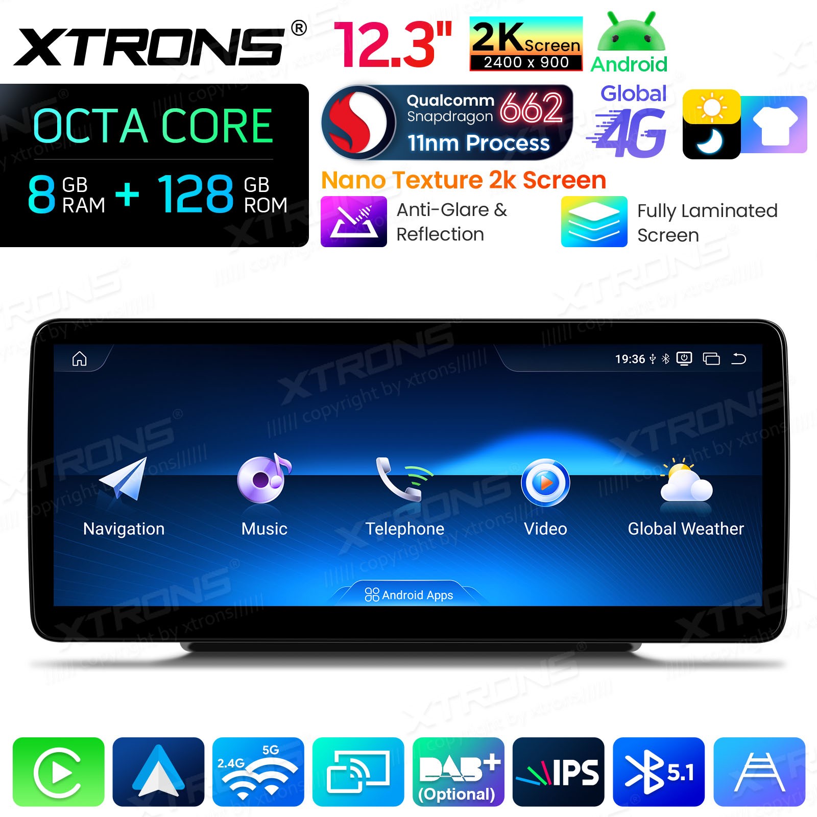 2K 12.3″ 8-Core Android Screen for Mercedes Benz C GLC W205 X253 NTG5.2 8+128G