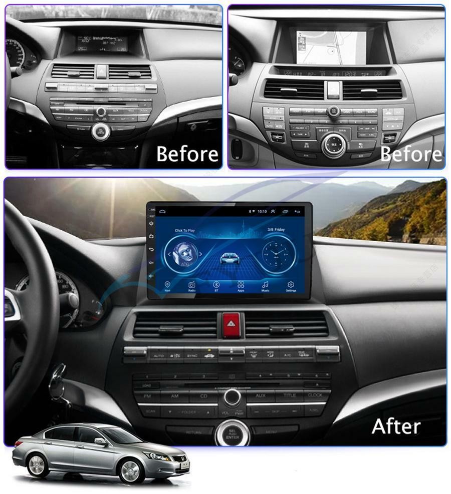 Car Android 9.1 HD Quad-core 10.1″ GPS Wifi RAM 2GB ROM 32GB For 08-12 Accord