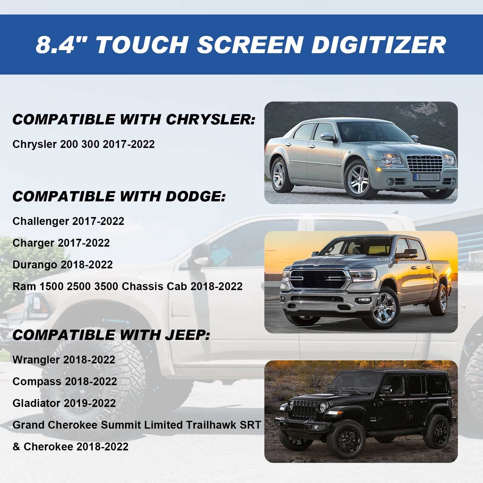 8.4″ Uconnect Touch Screen Digitizer Compatible with Ram 1500 without LCD