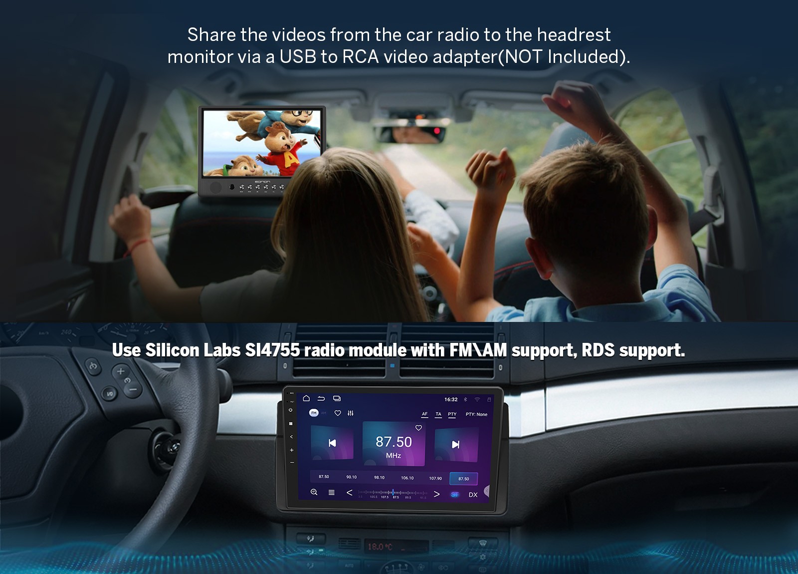 Eonon E46X7 9″ IPS Android 14 for BMW E46 Car Stereo Radio CarPlay GPS Bluetooth