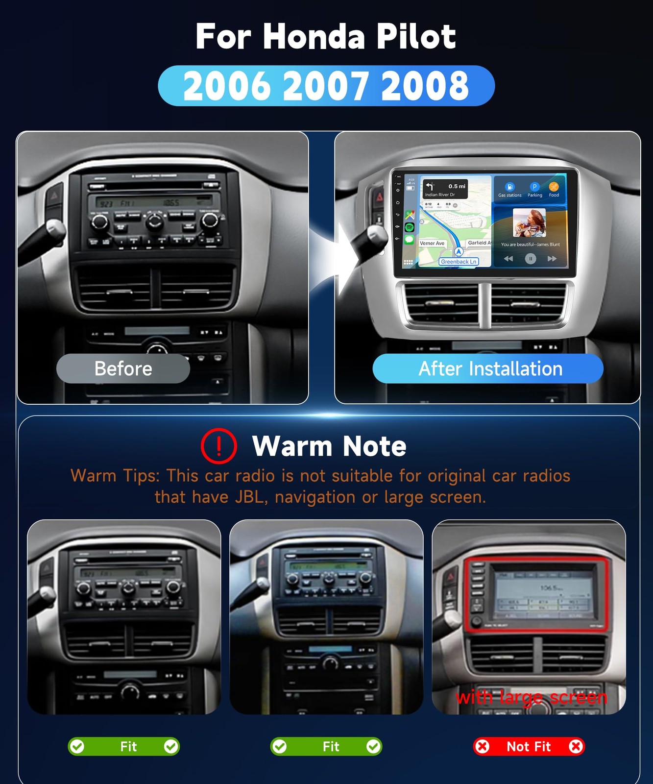 METEESER 9″ Car Radio 4Core 4G+64G for Honda Pilot 06-08