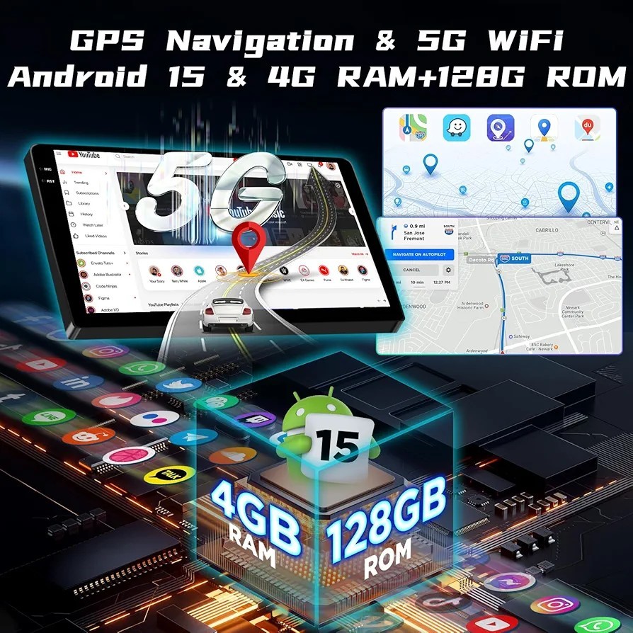 10.1″ 4+128G Android Car Radio Stereo Jeep Cherokee 2013-2018 CarPlay GPS Camera