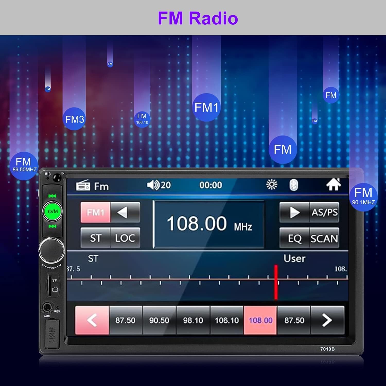 Car Stereo 2 Din Car Radio 7″ MP5 Player with HD Touch Screen Digital Display…