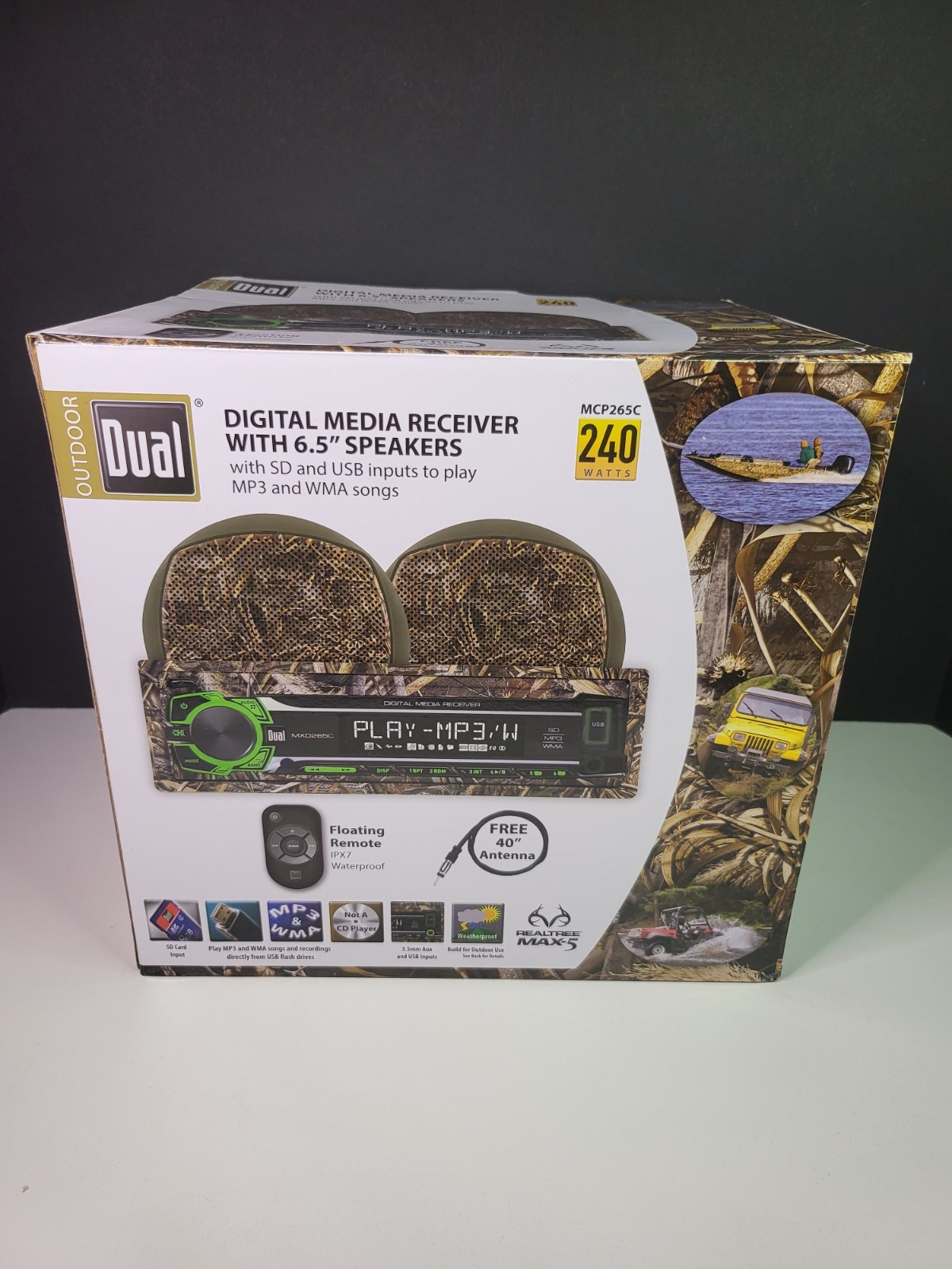 Dual Outdoor Digital Media Receiver Headunit + Two 6.5” Speakers RealTree Camo