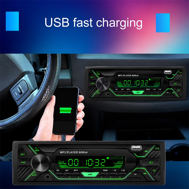 Car Stereo Audio Radio Receiver W/ Bluetooth in-Dash FM SD USB MP3 Player