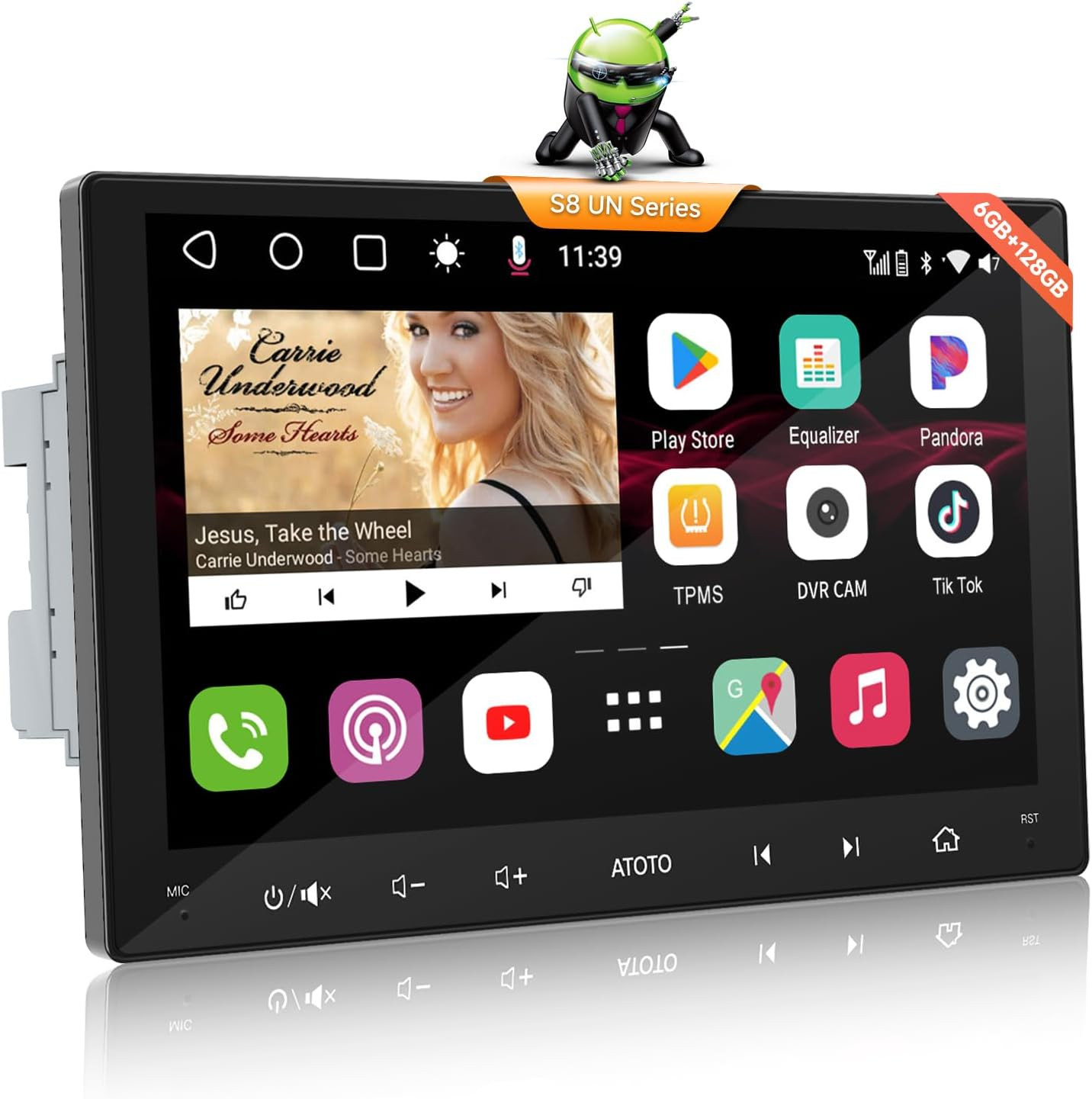 1080P HD CAM + ATOTO S8 UN 9in 2DIN GPS Car Stereo 6G+128G Android Auto Carplay