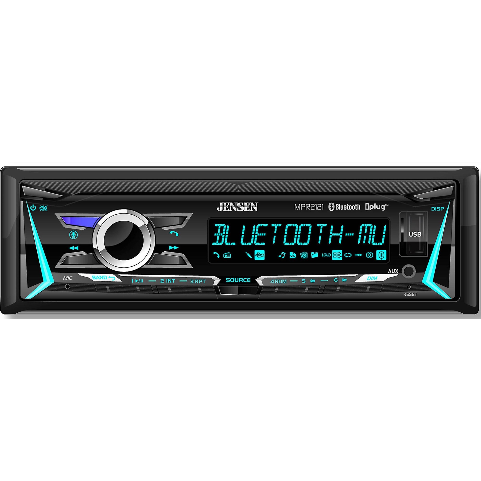 JENSEN MPR2121 SINGLE-DIN MECHLESS RECEIVER W/ BLUETOOTH & RGB CUSTOM COLORS NEW