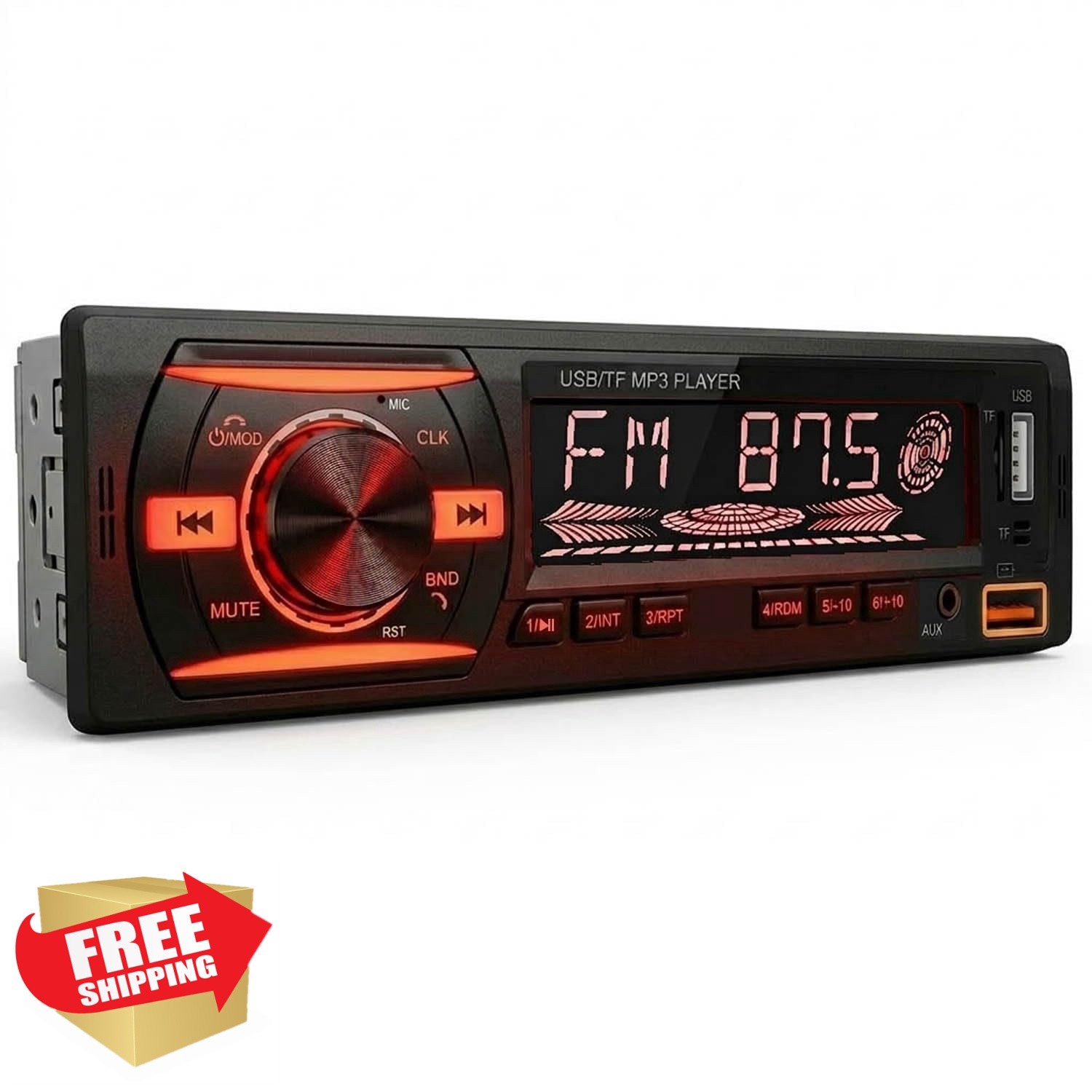 iAmotus 1 DIN Car Stereo Bluetooth FM MP3 7-Color