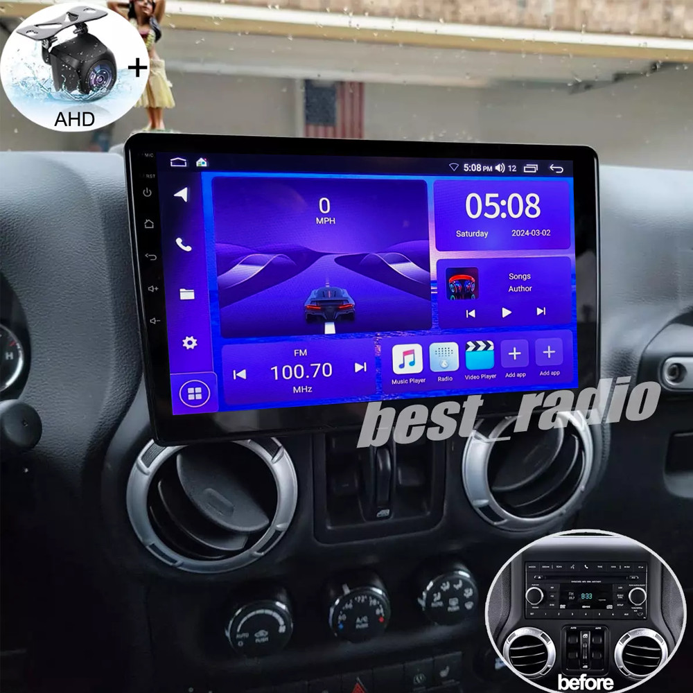 4Core 2+64GB Carplay Android Stereo Car Radio BT5.0 For Jeep Wrangler 2007-2017