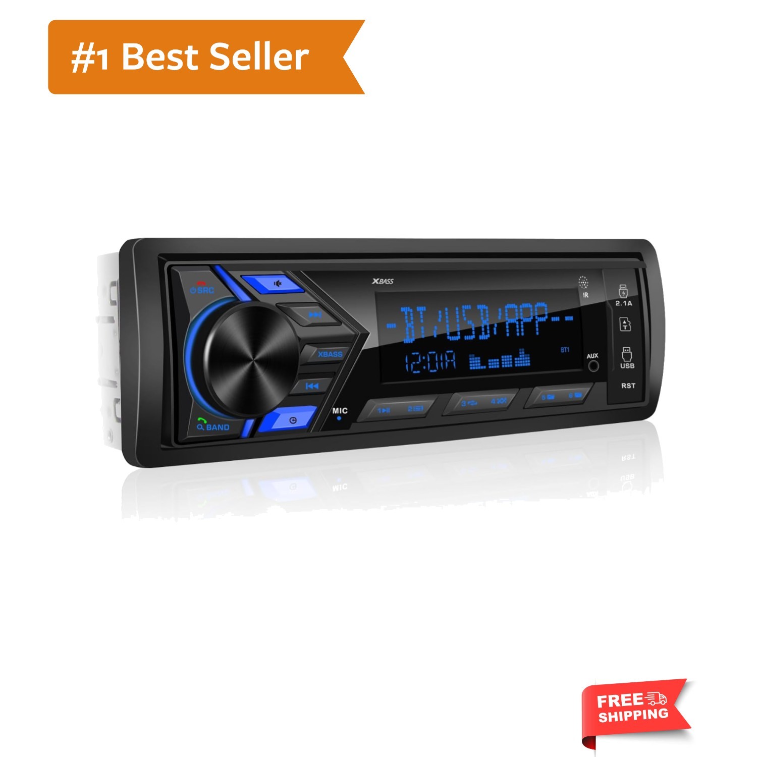Single Din Bluetooth Car Stereo with LCD Display & 300W Output – Fast Charging
