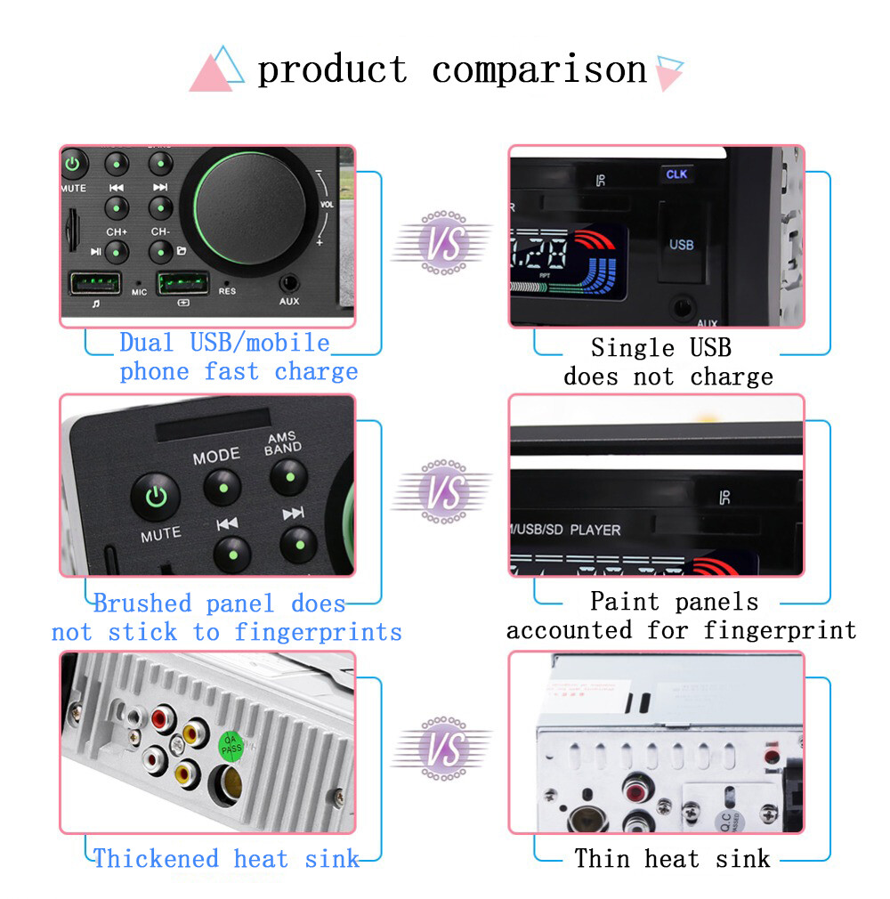 1Din 4″ Bluetooth Car Stereo Radio MP5 Player Touch Screen TF/USB/AUX/RCA