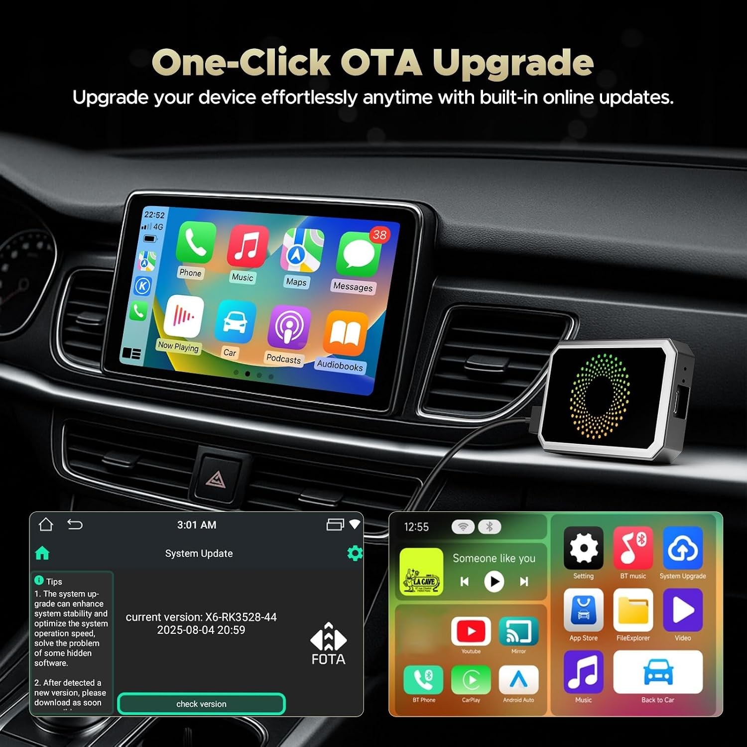 3-in-1 Wireless Carplay Adapter Magic AI Box w/Netflix YouTube USB Drive for OEM