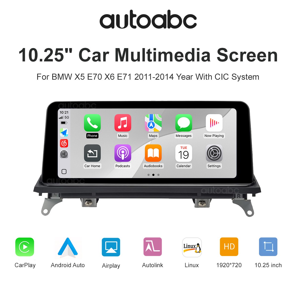 For BMW X5 E70 X6 E71 CIC 2011-2013 10.25” Android Auto CarPlay Car TouchScreen