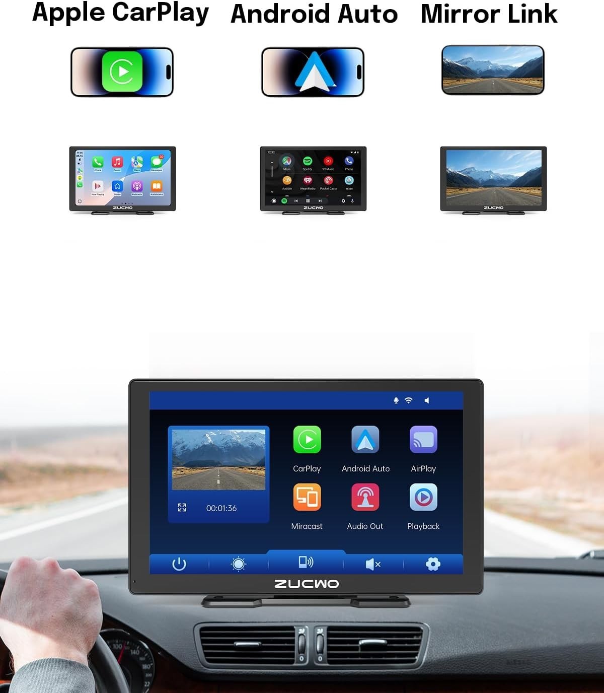 Enhanced 9-Inch Wireless CarPlay Display with 4K Dash Cam & GPS Navigation