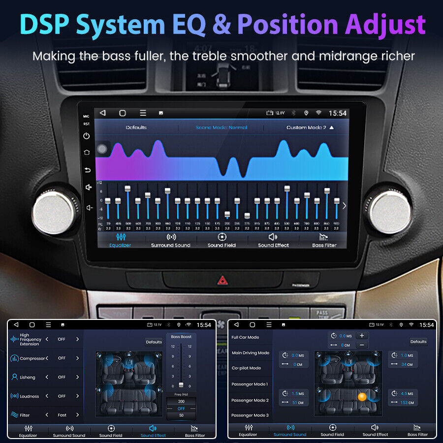 For Toyota Highlander 2008-2013 Android 13 Car Radio JBL Support Backup Cam SWC