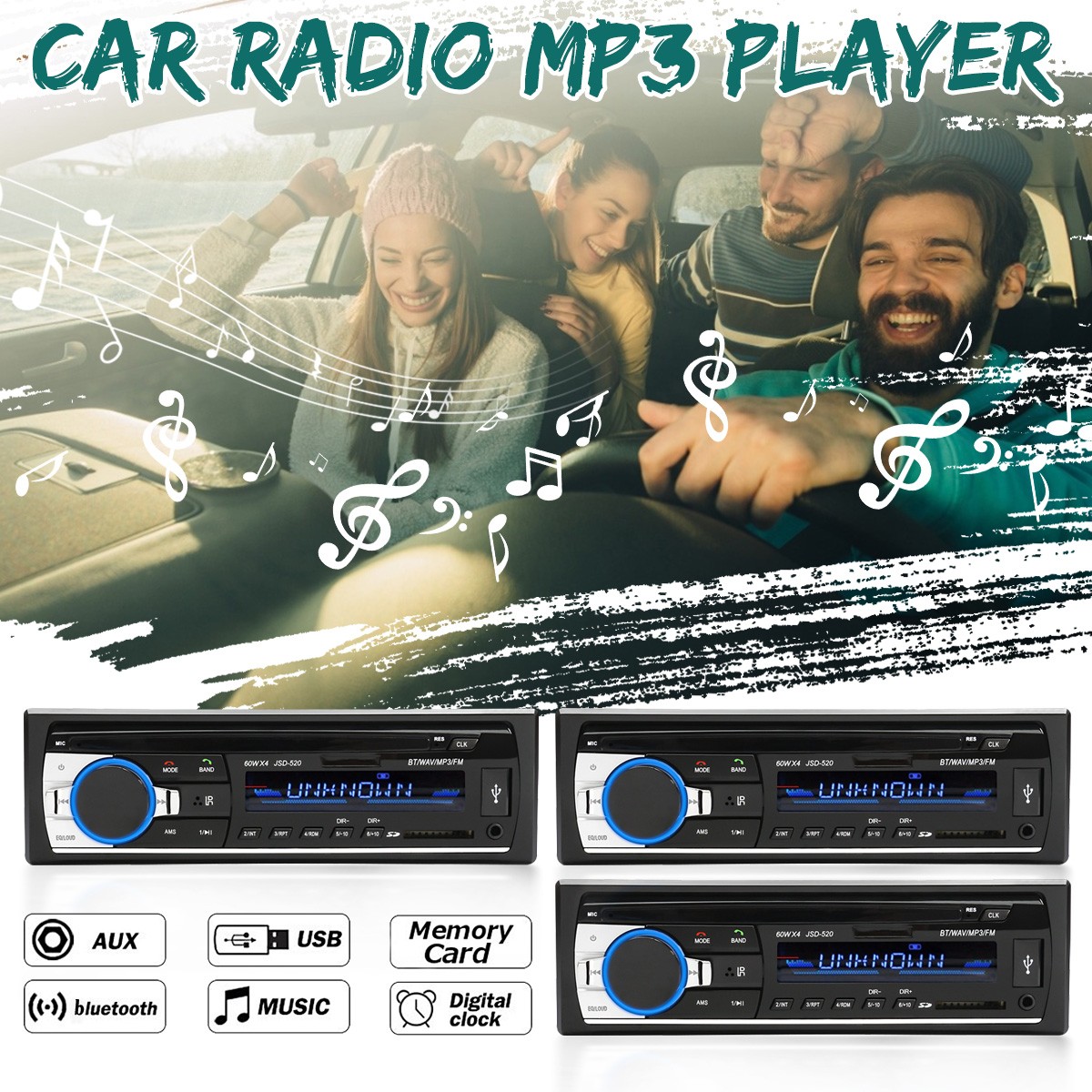 Car Radio Stereo 1Din Bluetooth FM Audio MP3/USB/SD/AUX In-Dash Player JSD-520