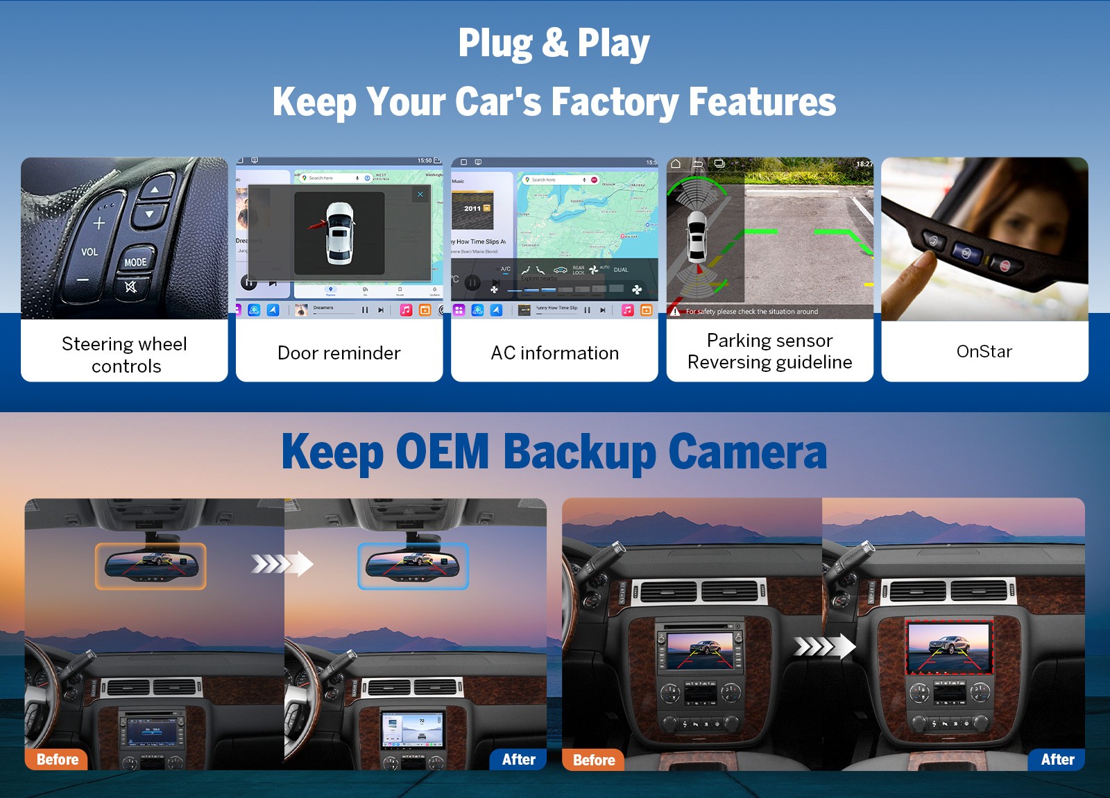 GMX6S2 for 2008-2019 Chevy Express Van 8″ Android Car Radio Wireless CarPlay BT
