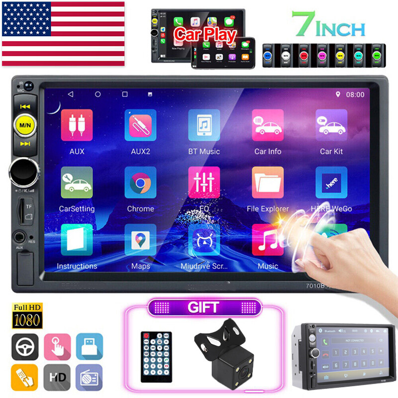 7″ Double 2 Din Car Stereo Radio Bluetooth USB AUX IN TF IOS/Android MP5 Player