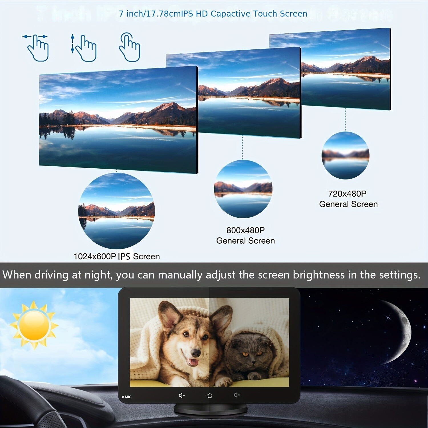 7″ screen car player MP5 portable smart supports Android Auto, EQ, FM, AUX