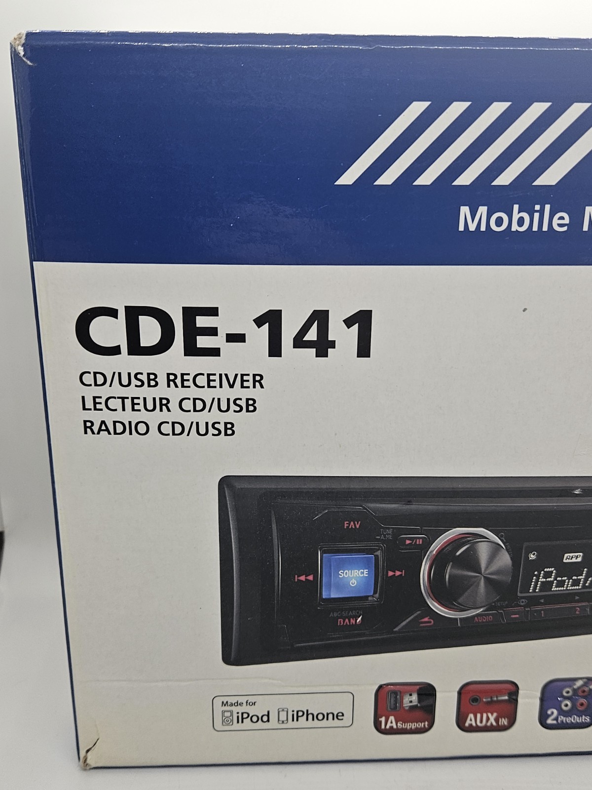 Alpine Model CDE-141 USB/MP3/CD Player In Dash Car Stereo New-Open Box