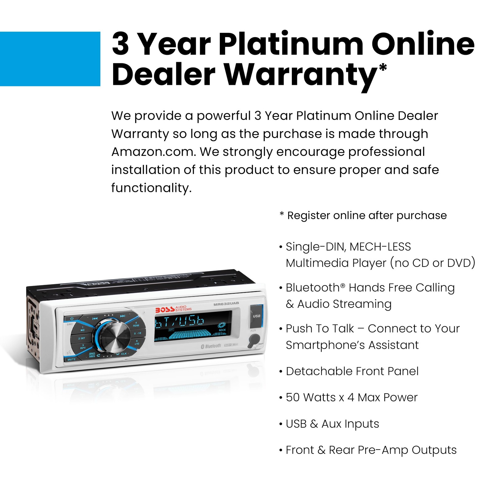 Boss Mr632uab Weatherproof Bluetooth Digital Media Player With Usb And Radio