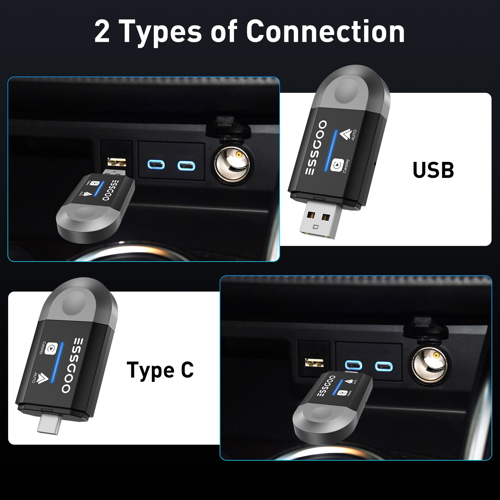 USB Wireless CarPlay Adapter For iPhone Apple Wireless Carplay Dongle Plug &Play