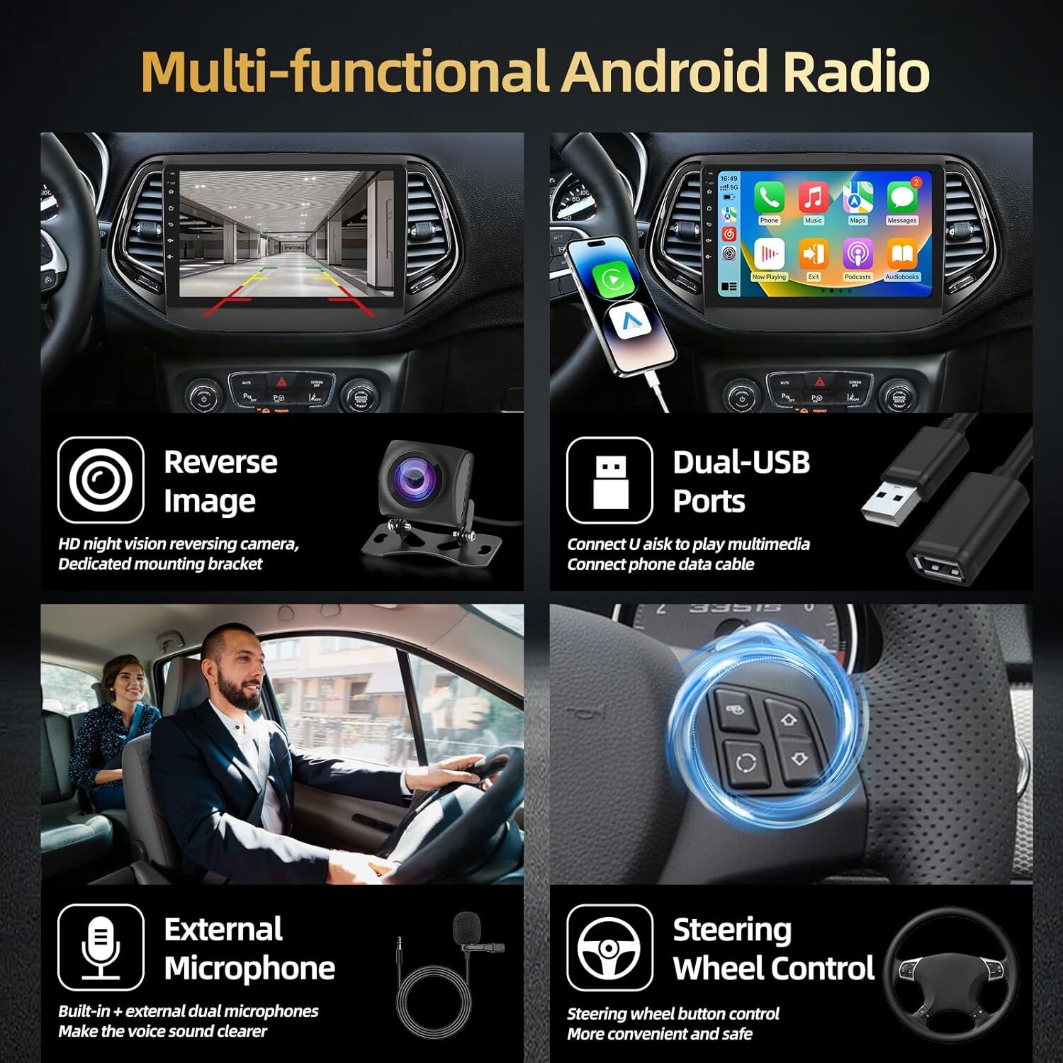 32G For Jeep Compass 2017-2019 Carplay Car Stereo Radio GPS Android Auto1280*800