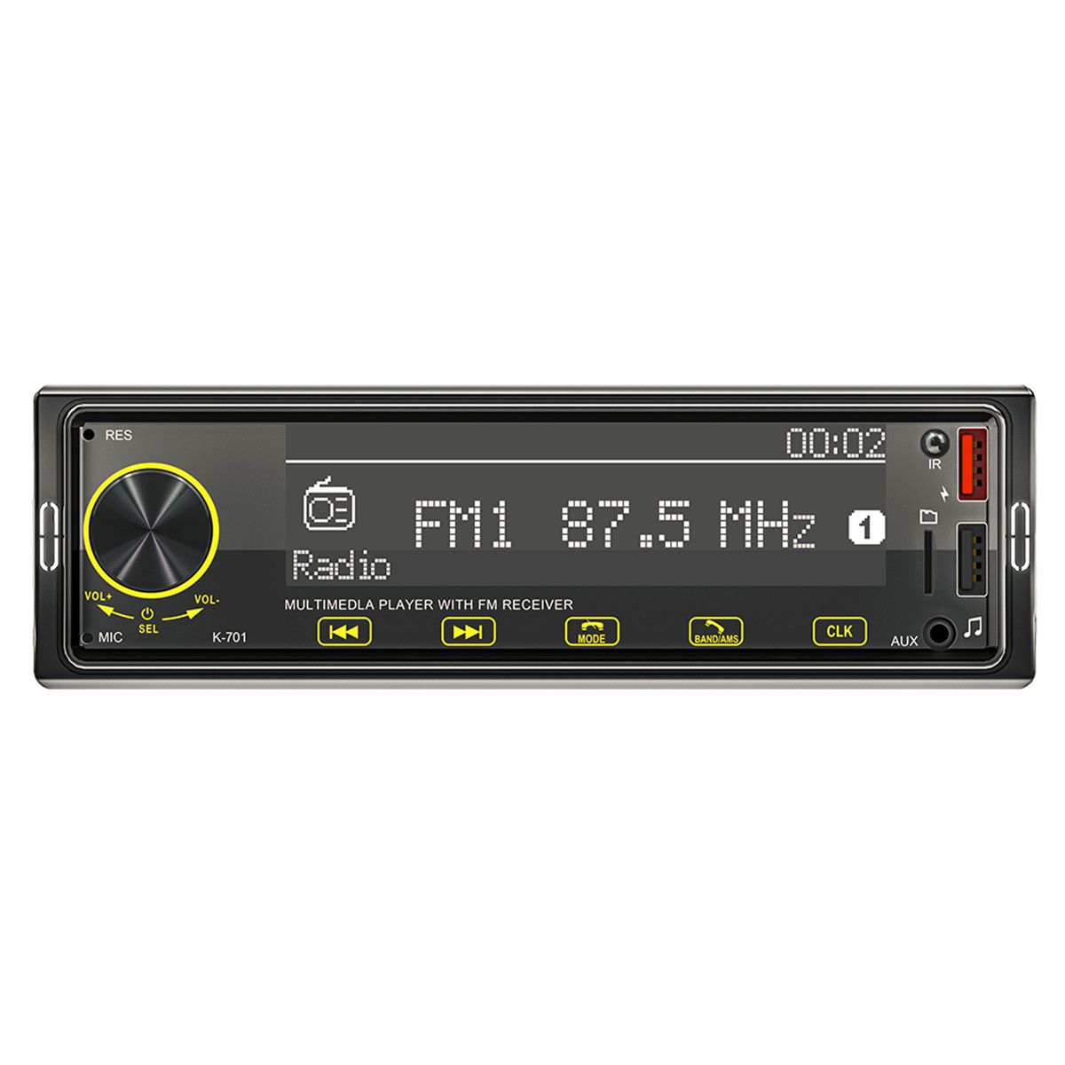 Single DIN Car Stereo Radio 2.5D Screen Multimedia Player Audio BT/FM/AUX Input
