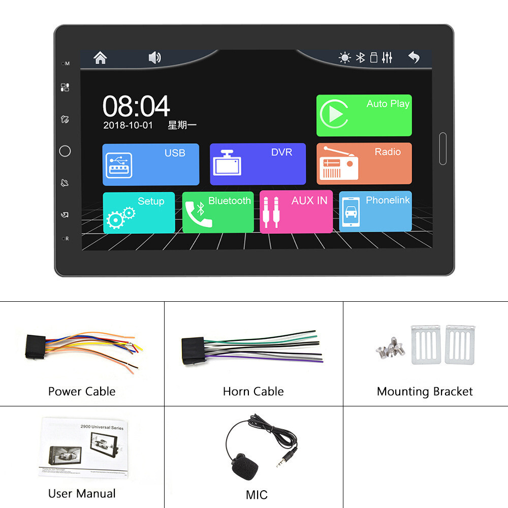 10.1in HD Car Stereo Radio Touch Screen Bluetooth Mirror Link For Android Auto