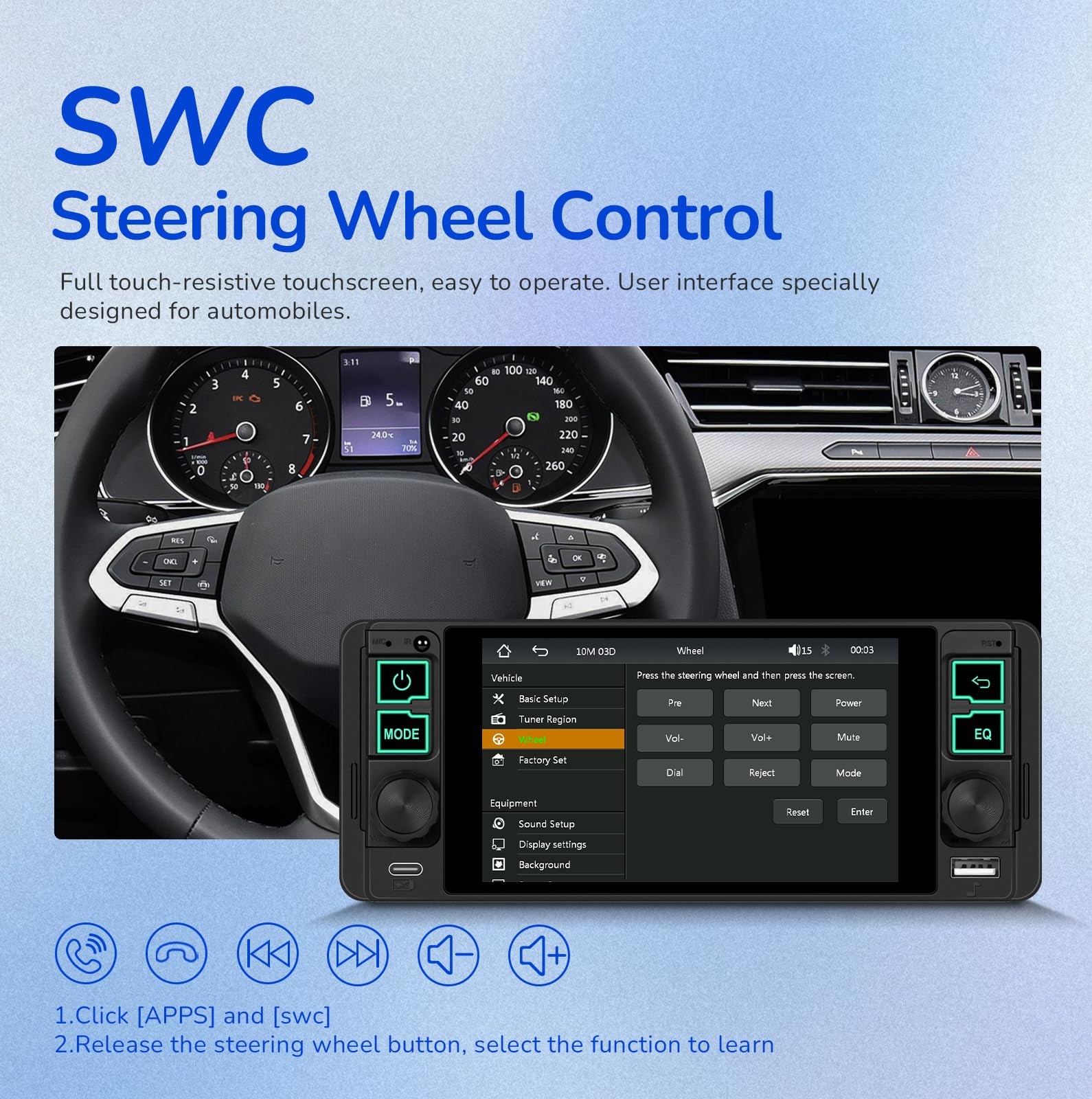 Single Din Radio Car Stereo with Wireless and Wired CarPlay & Android Auto…