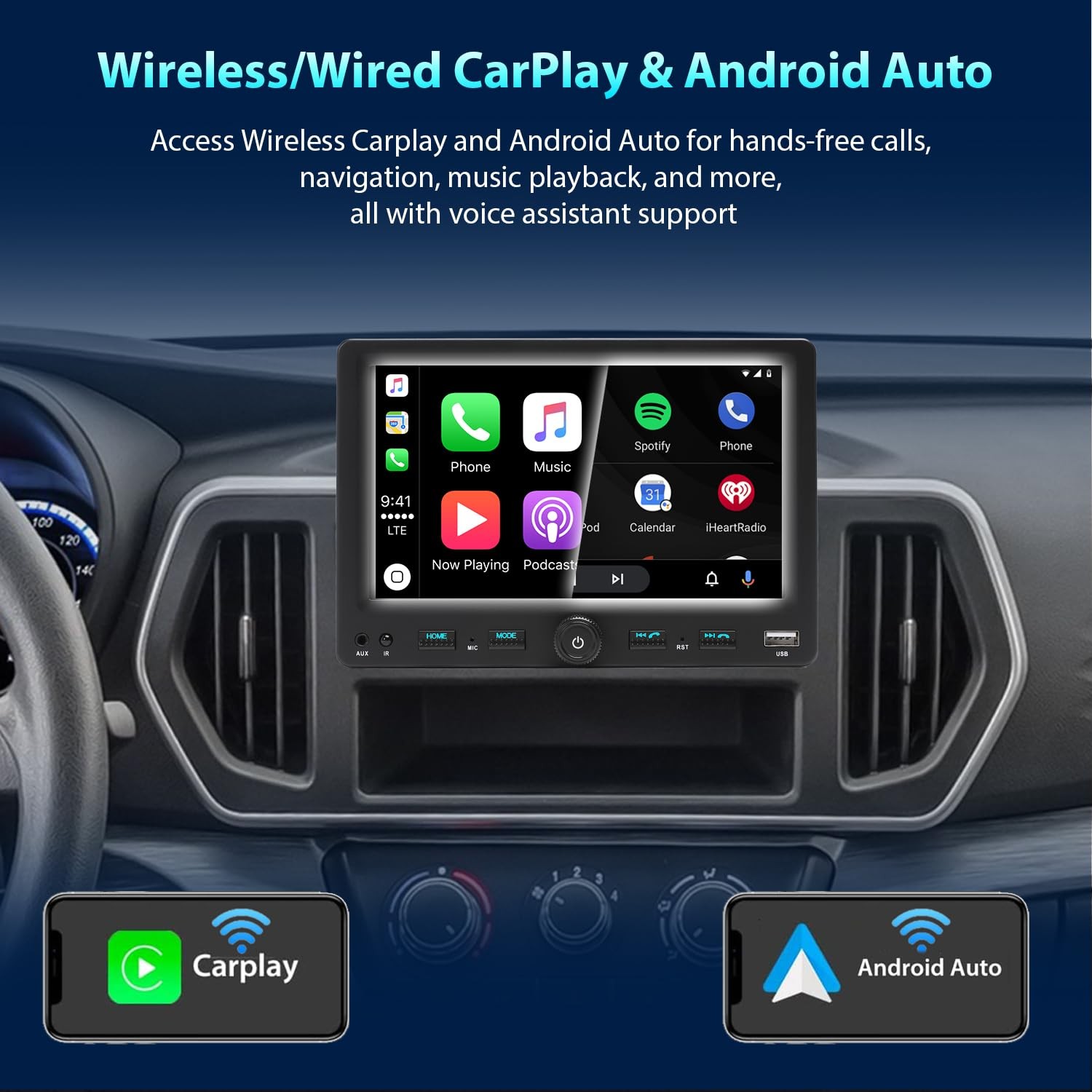 Alondy Single Din Car Radio Touchscreen 7″ Adjustable Compatible with Apple