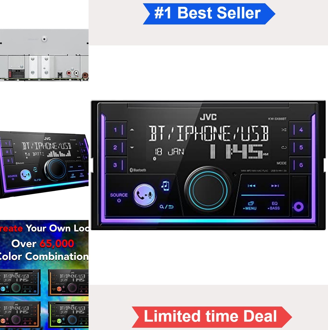 Double DIN Car Stereo Bluetooth 50W 4 Channel AUX USB AM FM Radio 13 Band EQ