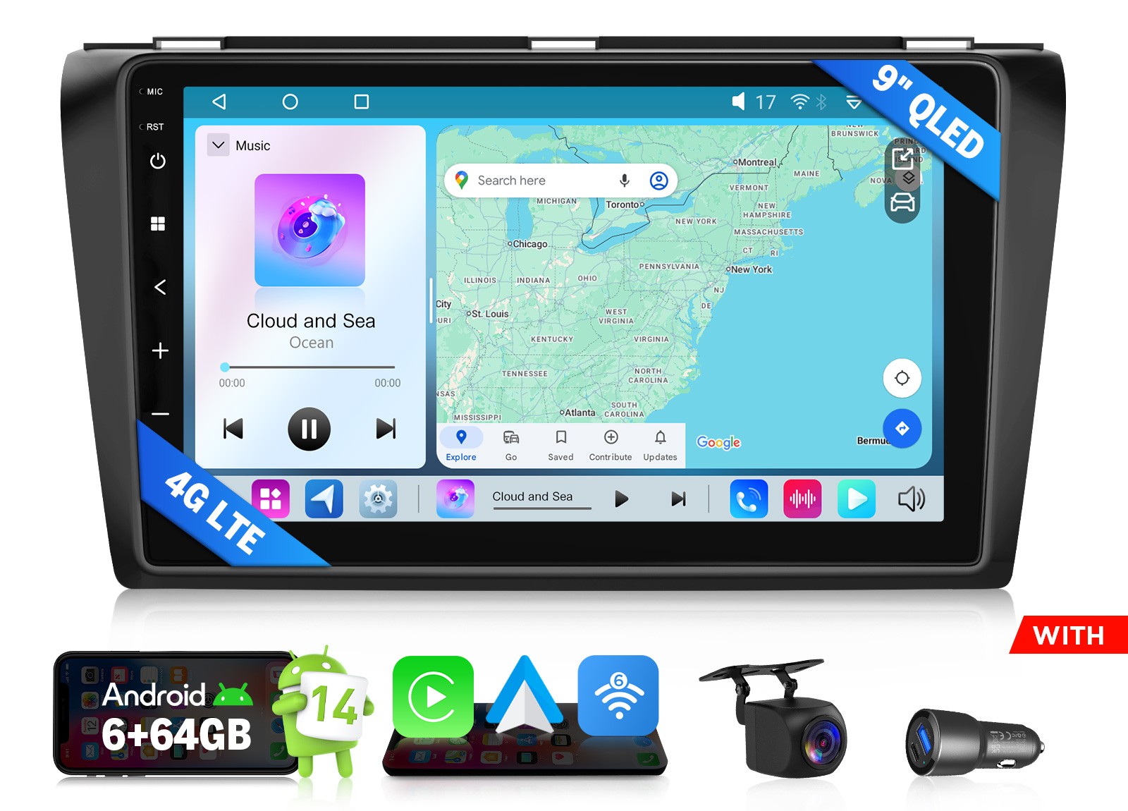 Eonon M3BKX7S Android 14 8Core 9″ CarPlay Car Stereo Radio for Mazda 3 2004-2009