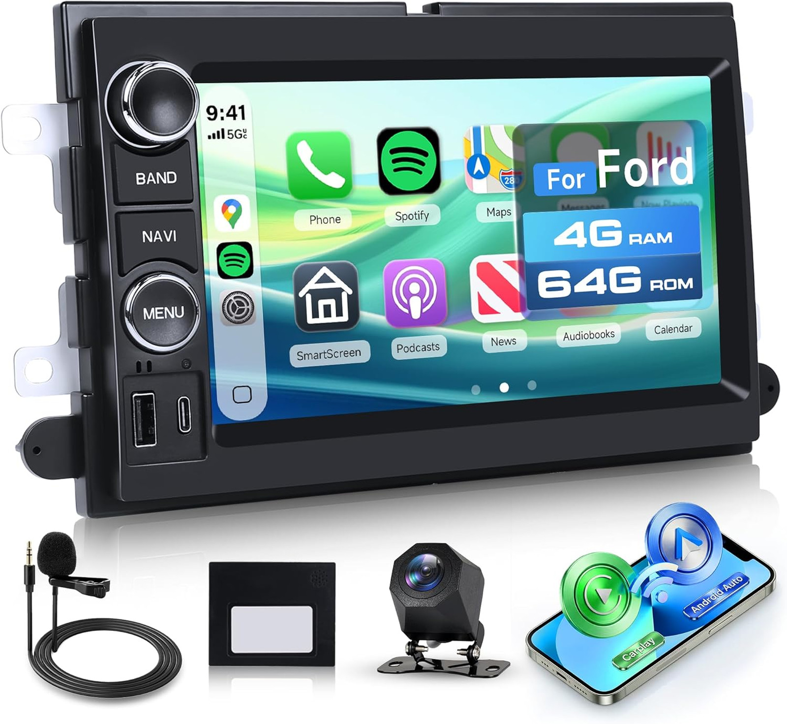 4G Android Car Stereo for Ford F150 F250 F350 2004-2014 with 7-Inch Touchscreen