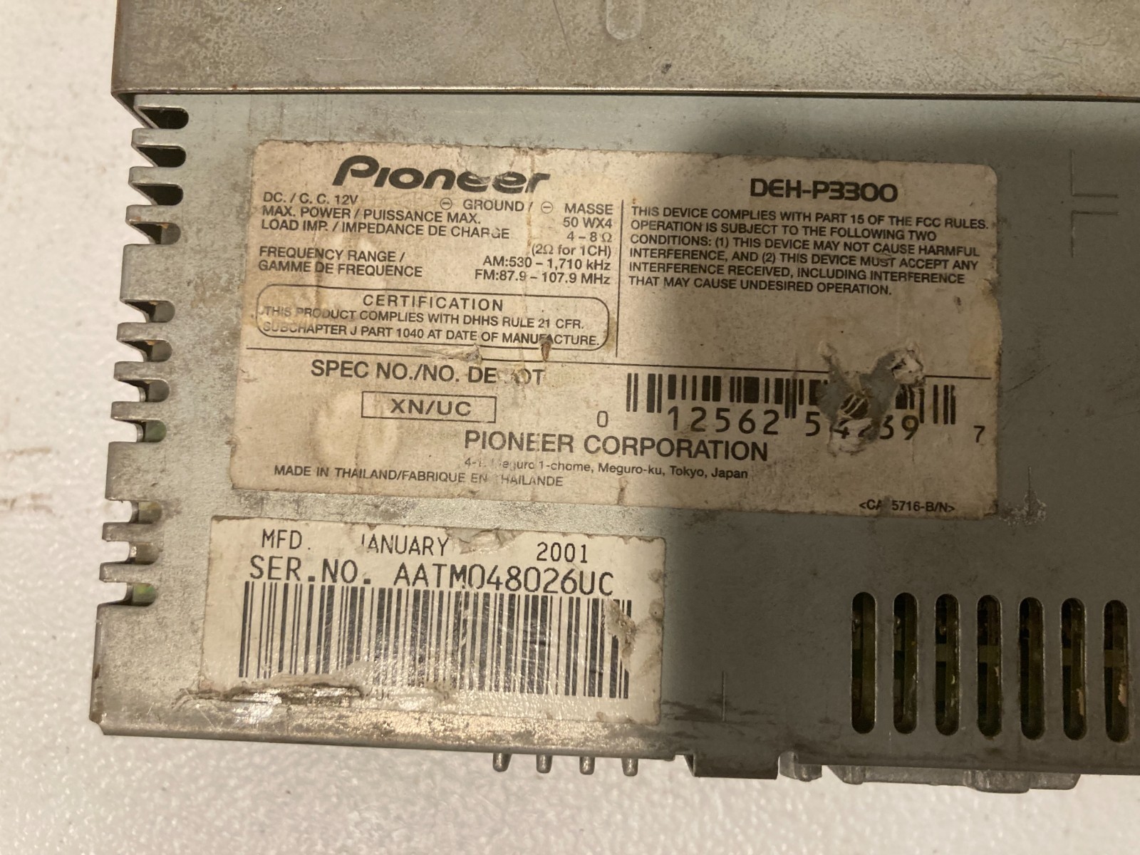 VINTAGE Pioneer Mosfet 50wx4 Radio CD CAR STEREO