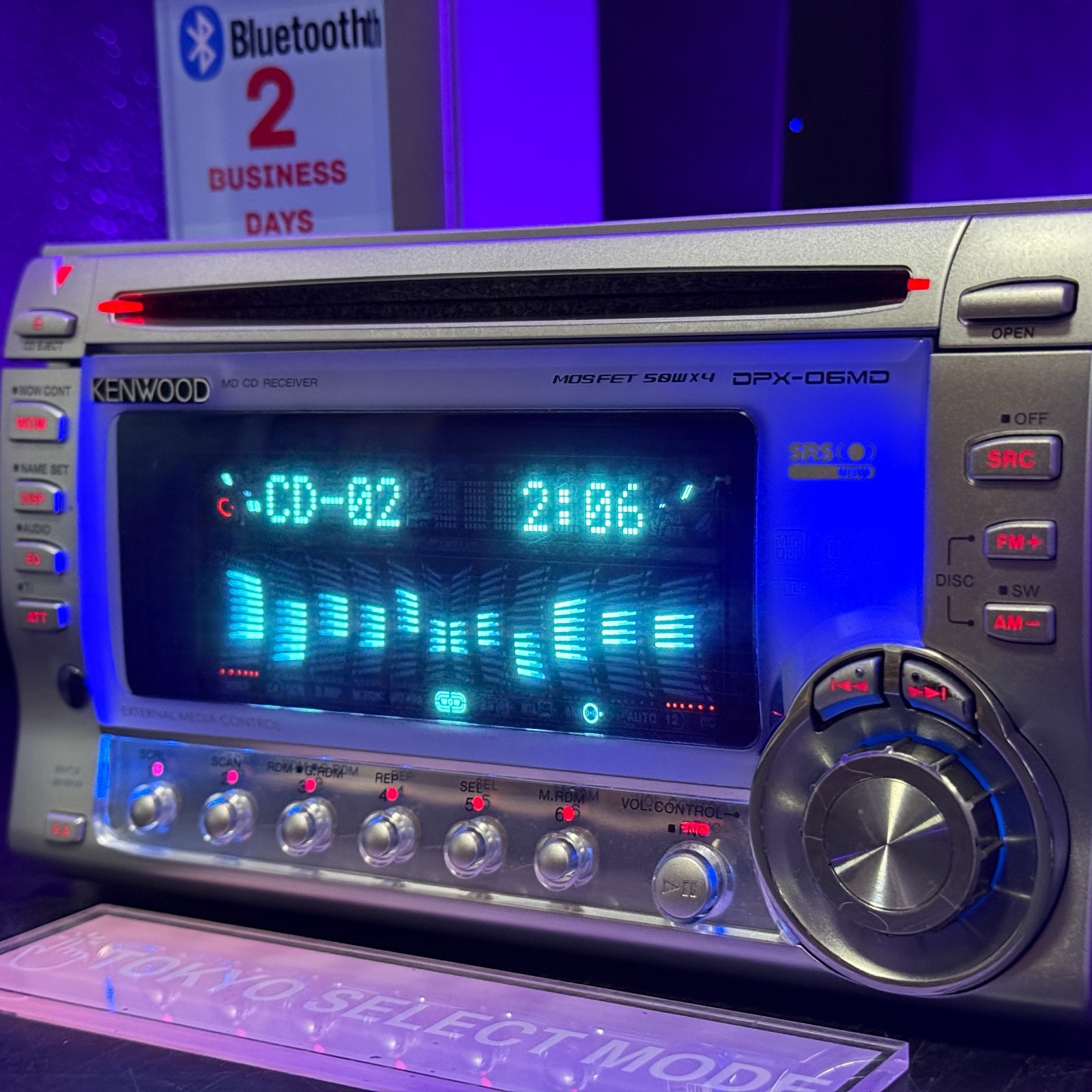 KENWOOD DPX-06MD 2DIN Car Audio CD MD Player JDM Added Bluetooth Tested In Stock