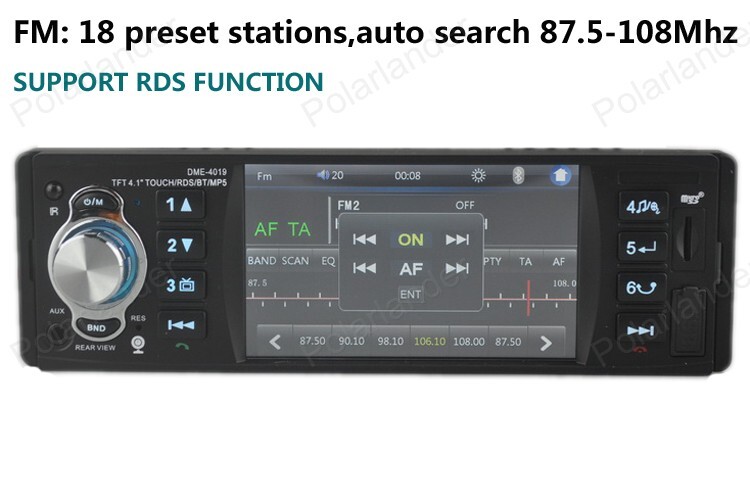 Single 1Din Car Radio MIrror Link FM MP5 RDS 4.1Inch Bluetooth Touch Screen