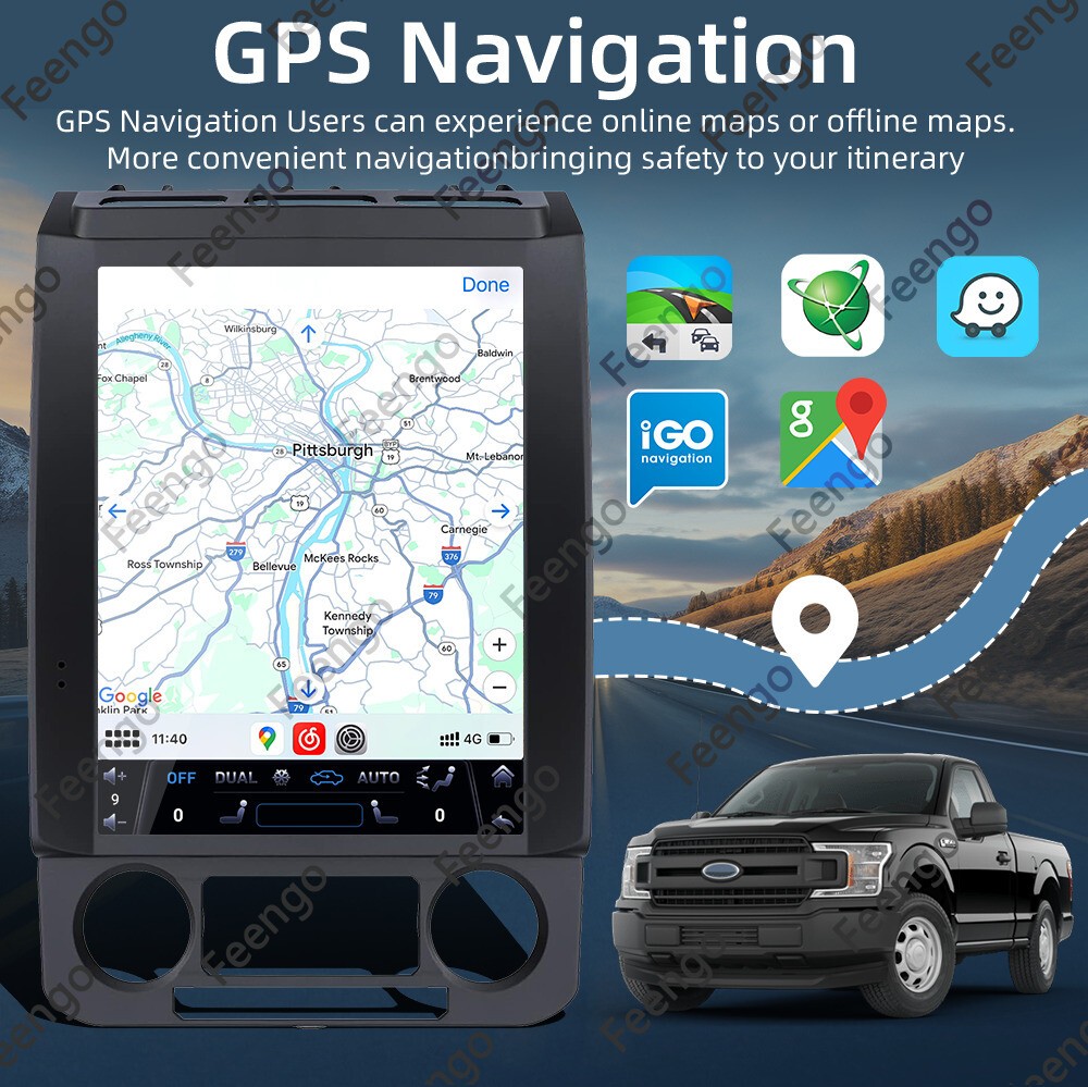 12.1″ Tesla Style Car Radio GPS Navigation CarPlay For Ford F150 2016-2021 32GB