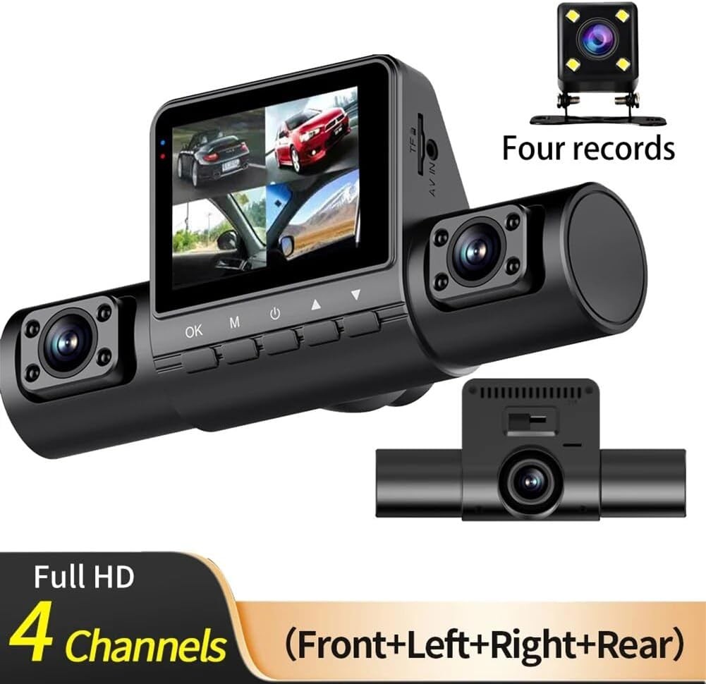 Car Quad-Record HD Night Vision Tachograph Car Front and Rear Left and Right
