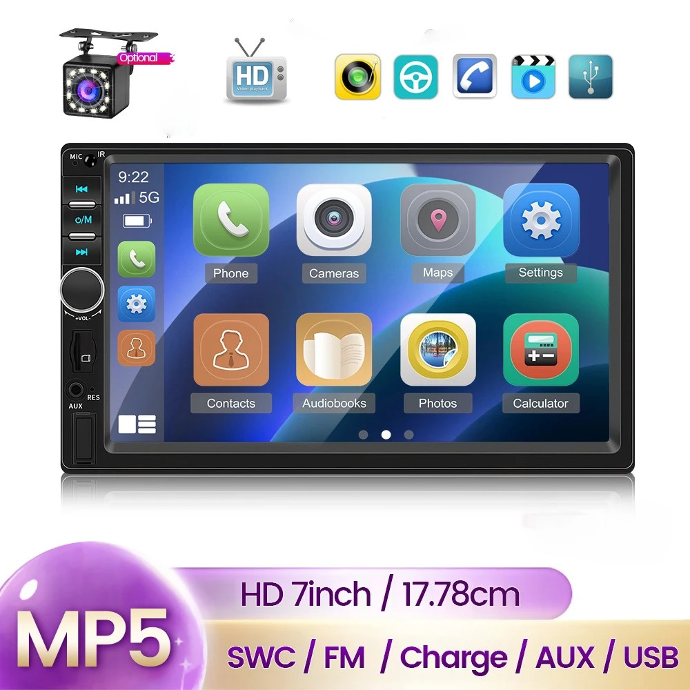 Touch Screen HD Car Stereo Radio 2 Din MP5 Multimedia Player for Android Auto