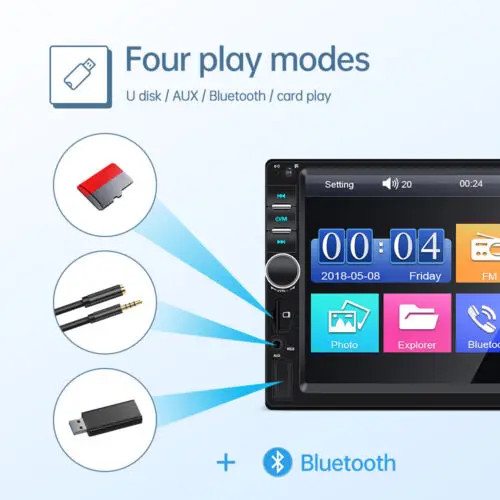 7“ Touch Screen Car Stereo Radio B-T FM Player For Apple Carplay Android Auto；