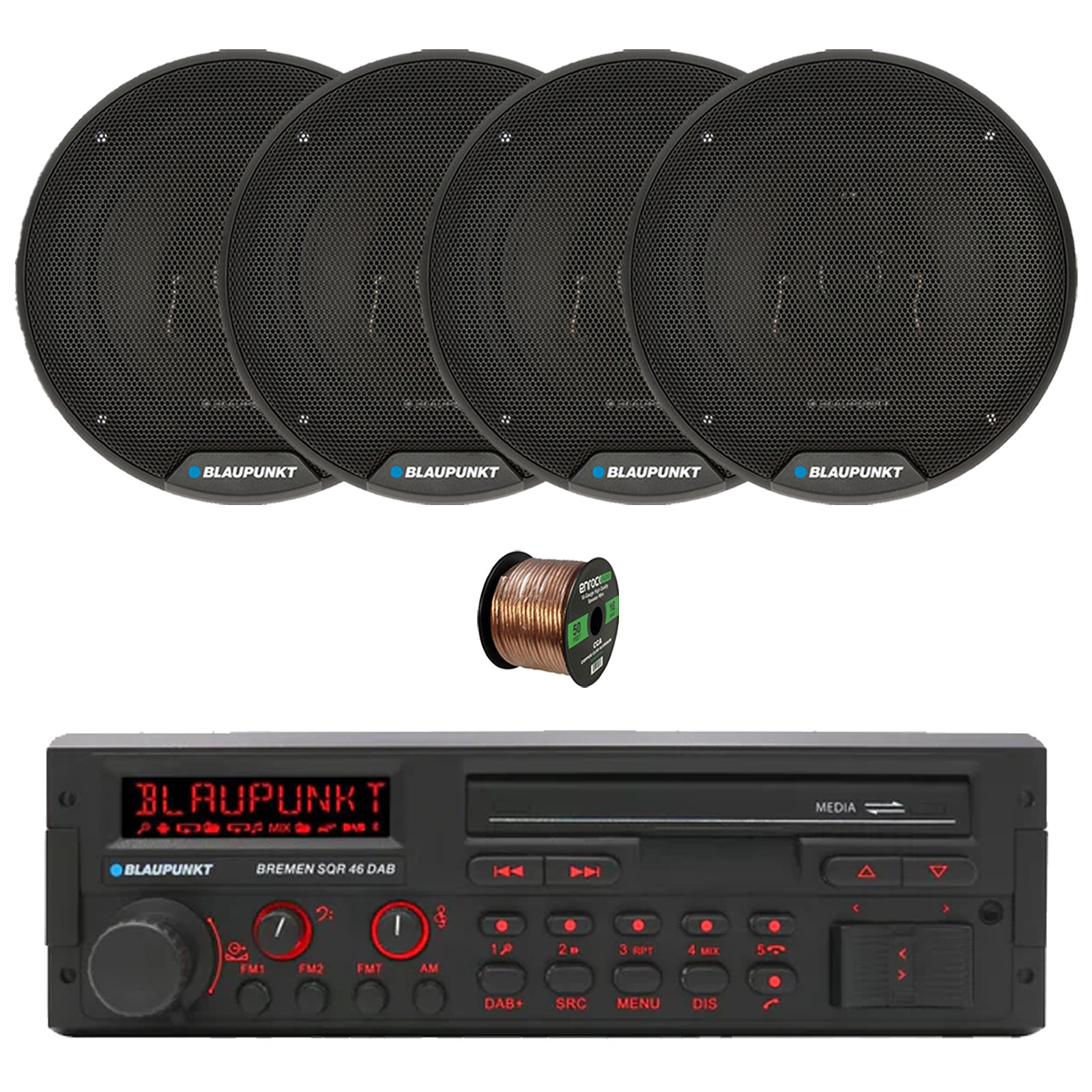 Blaupunkt BREMEN Retro Radio, 4x 6″ 40W Car Speakers, Wire